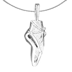 Colgante de zapato de bailarina de plata de ley (bañado en rodio o oro amarillo)