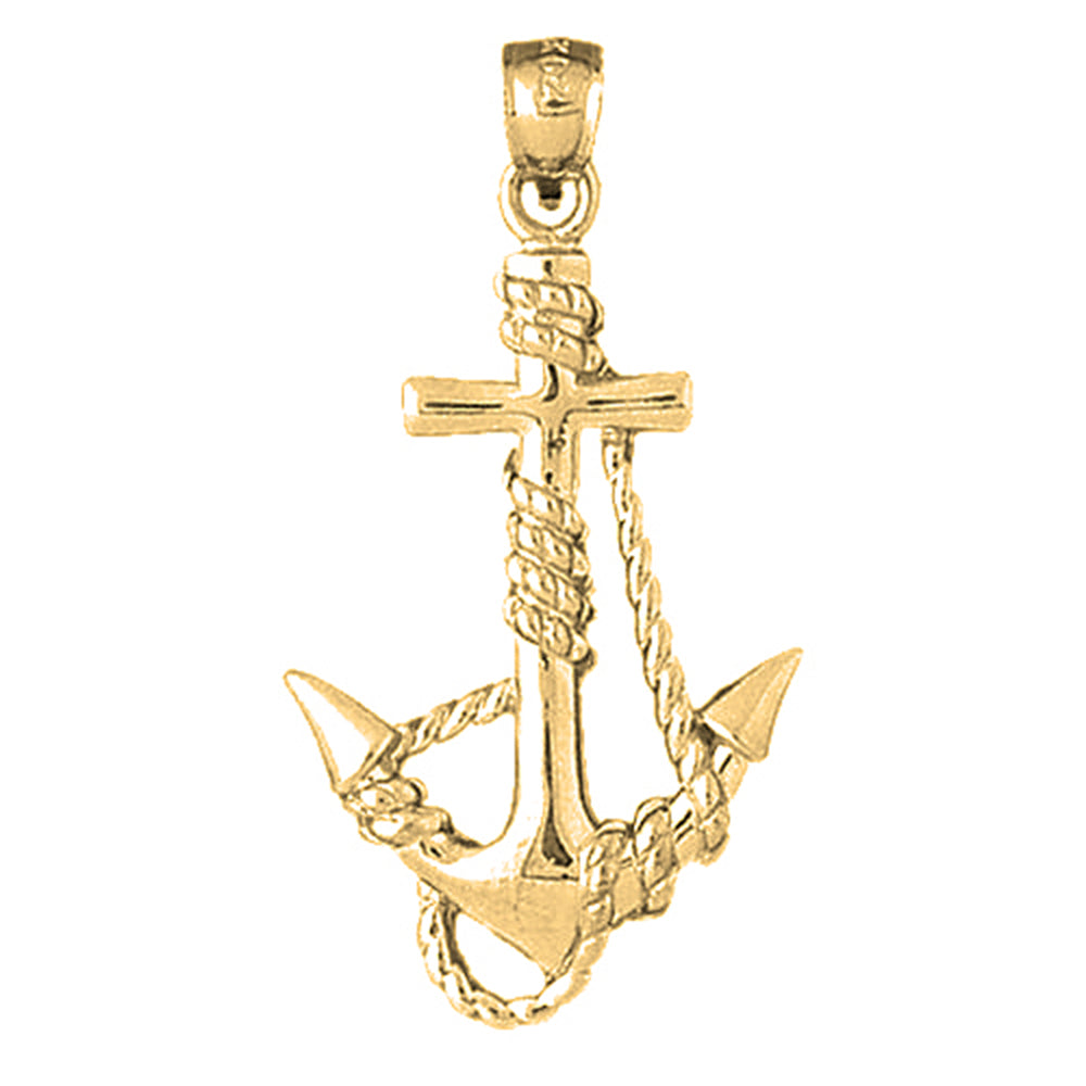 Yellow Gold-plated Silver Anchor With Rope Pendant