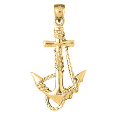 Yellow Gold-plated Silver Anchor With Rope Pendant