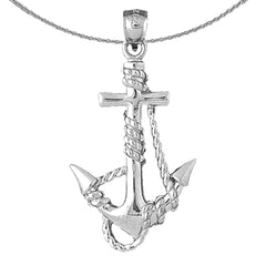 Ancla de plata de ley con colgante de cuerda (bañada en rodio o oro amarillo)