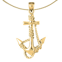 Ancla de plata de ley con colgante de cuerda (bañada en rodio o oro amarillo)