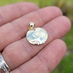 Sterling Silver Soccer Ball Pendant (Rhodium or Yellow Gold-plated)