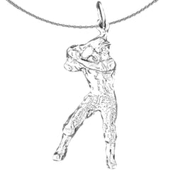 Baseballspieler-Anhänger aus Sterlingsilber (rhodiniert oder gelbgoldbeschichtet)