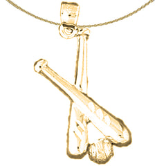 Baseballschläger-Anhänger aus Sterlingsilber (rhodiniert oder gelbgoldbeschichtet)