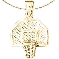 Sterling Silver Basketball Hoop Pendant (Rhodium or Yellow Gold-plated)