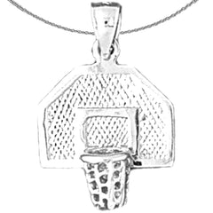 Sterling Silver Basketball Hoop Pendant (Rhodium or Yellow Gold-plated)