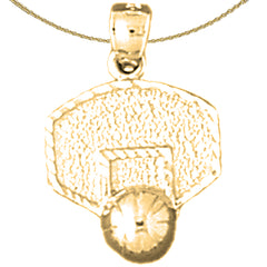 Sterling Silver Basketball Hoop Pendant (Rhodium or Yellow Gold-plated)