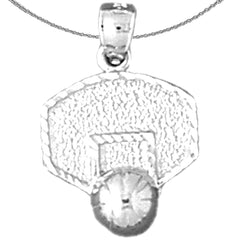 Sterling Silver Basketball Hoop Pendant (Rhodium or Yellow Gold-plated)