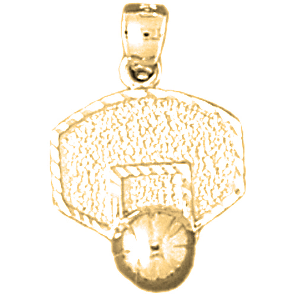 Yellow Gold-plated Silver Basketball Hoop Pendant