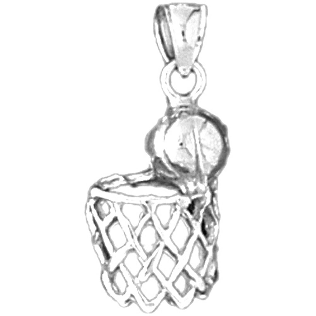 Sterling Silver Basketball Hoop Pendant