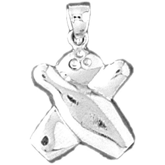 Sterling Silver Bowling Pin And Ball Pendant