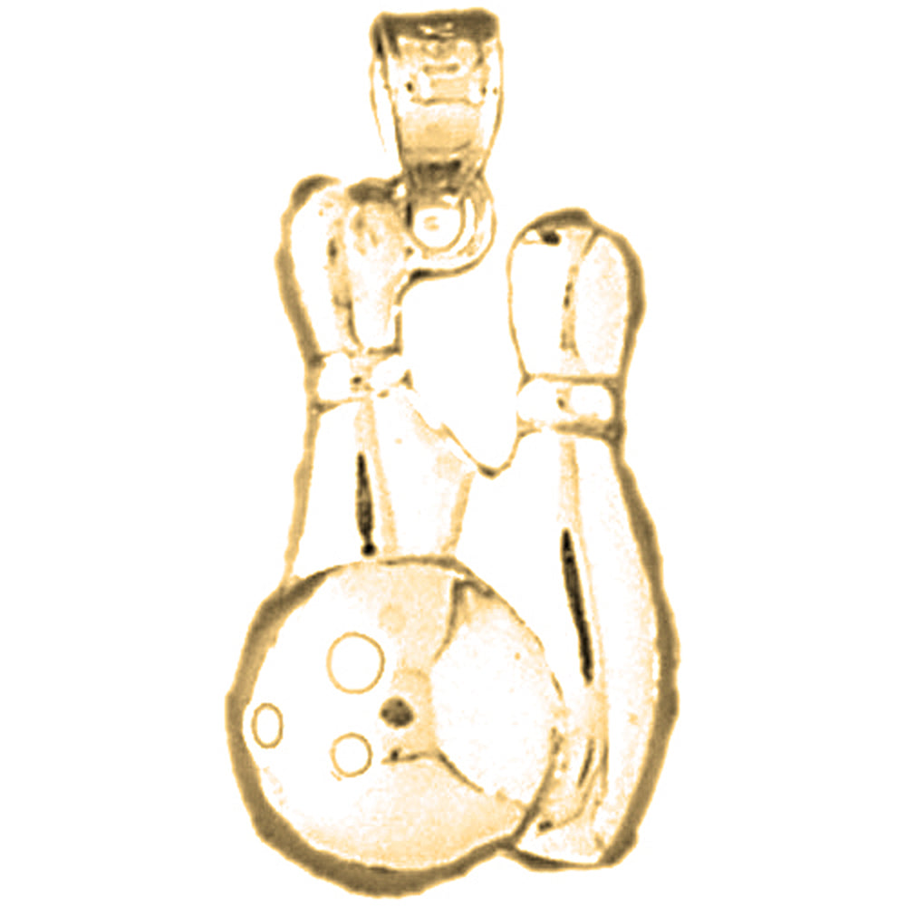 Yellow Gold-plated Silver Bowling Pin And Ball Pendant