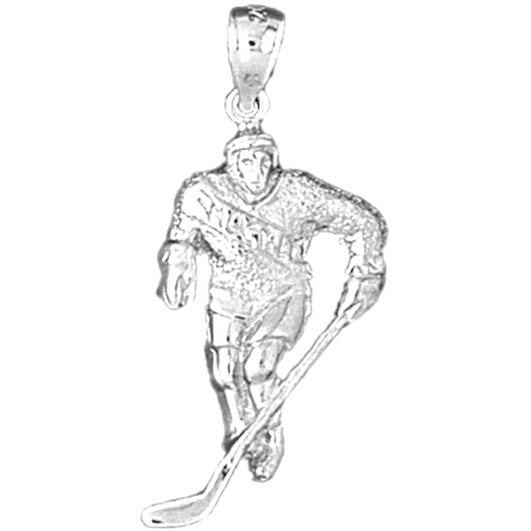 Sterling Silver Hockey Player Pendant