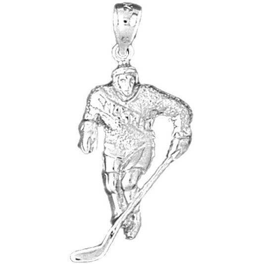 Sterling Silver Hockey Player Pendant