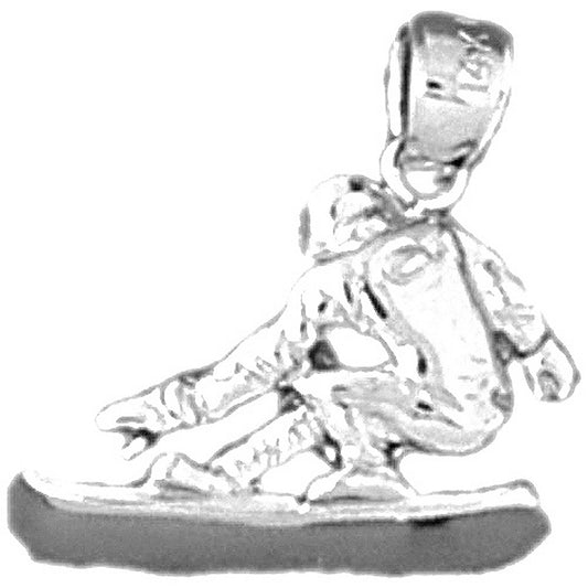 Sterling Silver Snowboarding Pendant