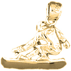 Sterling Silver Snowboarding Pendant (Rhodium or Yellow Gold-plated)