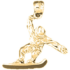 Yellow Gold-plated Silver Snowboarding Pendant