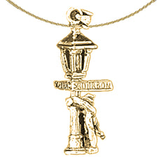 Sterling Silver Light Post Pendant (Rhodium or Yellow Gold-plated)