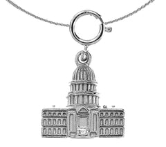 Sterling Silver White House Pendant (Rhodium or Yellow Gold-plated)
