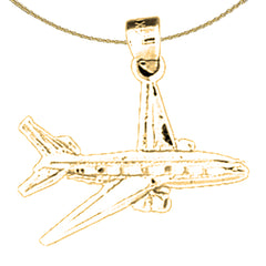 Sterling Silver Airplane Pendant (Rhodium or Yellow Gold-plated)