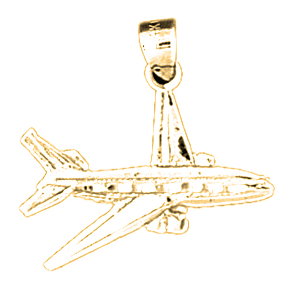Yellow Gold-plated Silver Airplane Pendant