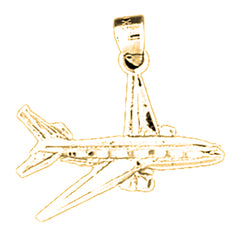Yellow Gold-plated Silver Airplane Pendant