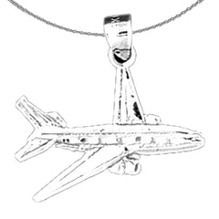 Sterling Silver Airplane Pendant (Rhodium or Yellow Gold-plated)