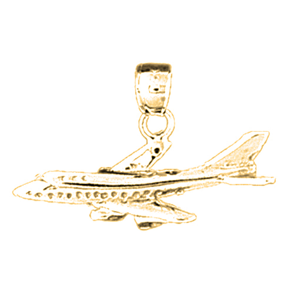 Yellow Gold-plated Silver Airplane Pendant