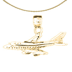 Sterling Silver Airplane Pendant (Rhodium or Yellow Gold-plated)