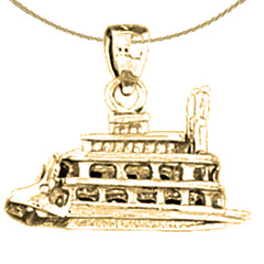 Sterling Silver Boat Pendant (Rhodium or Yellow Gold-plated)