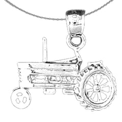Sterling Silver Tractor Pendant (Rhodium or Yellow Gold-plated)