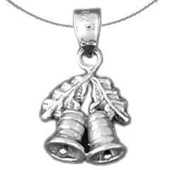 Sterling Silver 3D Christmas Bell Pendant (Rhodium or Yellow Gold-plated)