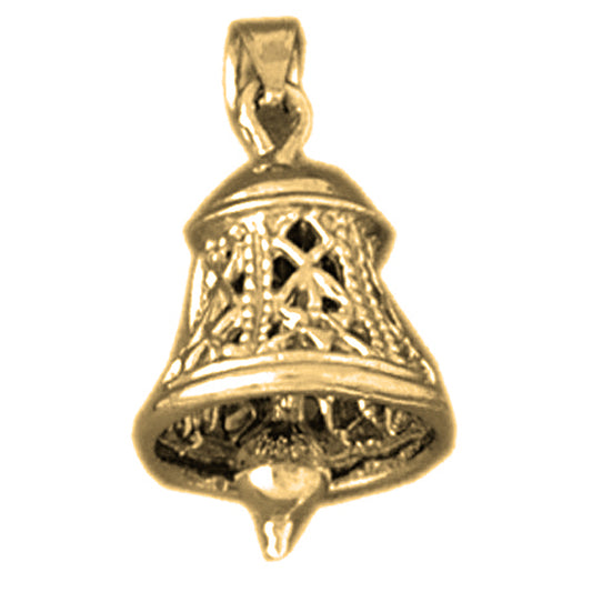 Yellow Gold-plated Silver 3D Bell Pendant