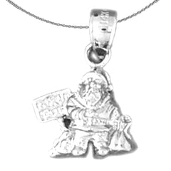 Sterling Silver 3D St. Nicholas Pendant (Rhodium or Yellow Gold-plated)