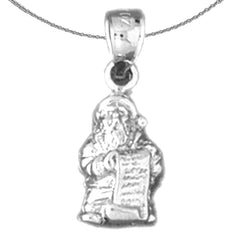 Sterling Silver 3D St. Nicholas Pendant (Rhodium or Yellow Gold-plated)