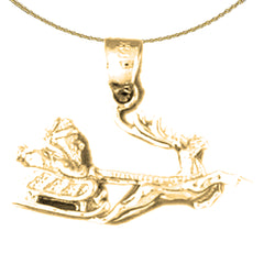 Sterling Silver 3D Santa's Sleigh Pendant (Rhodium or Yellow Gold-plated)