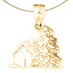 Sterling Silver 3D Christmas Tree Pendant (Rhodium or Yellow Gold-plated)