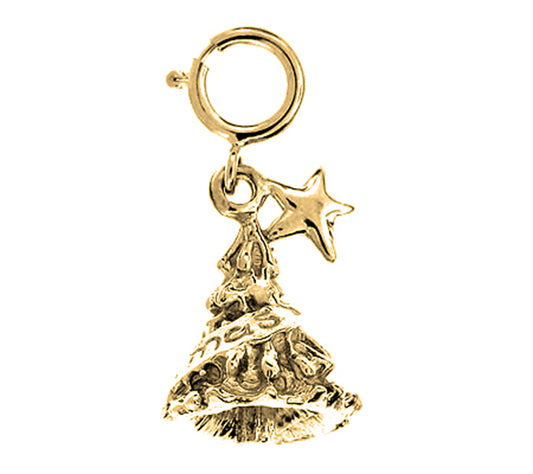 Yellow Gold-plated Silver 3D Christmas Tree Pendant