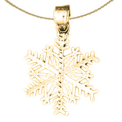 Sterling Silver Snowflake Pendant (Rhodium or Yellow Gold-plated)