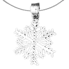 Sterling Silver Snowflake Pendant (Rhodium or Yellow Gold-plated)