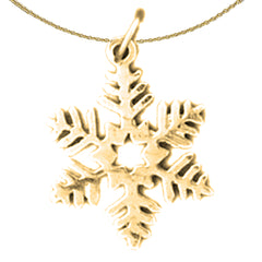 Sterling Silver Snowflake Pendant (Rhodium or Yellow Gold-plated)