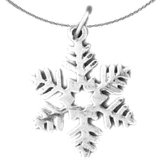 Sterling Silver Snowflake Pendant (Rhodium or Yellow Gold-plated)