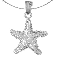 Sterling Silver Starfish Pendant (Rhodium or Yellow Gold-plated)