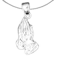 Colgante de manos rezando en plata de ley (bañado en rodio o oro amarillo)