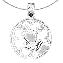 Colgante de manos rezando en plata de ley (bañado en rodio o oro amarillo)