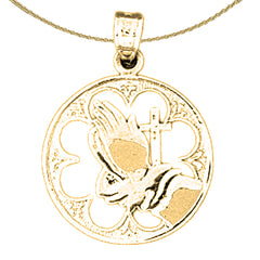 Colgante de manos rezando en plata de ley (bañado en rodio o oro amarillo)