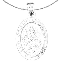 Colgante de moneda de San Cristóbal de plata de ley (bañado en rodio o oro amarillo)