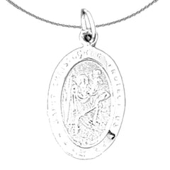 Sterling Silver Saint Christopher Coin Pendant (Rhodium or Yellow Gold-plated)
