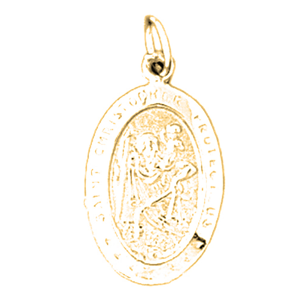 Yellow Gold-plated Silver Saint Christopher Coin Pendant
