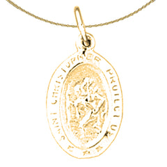 Sterling Silver Saint Christopher Coin Pendant (Rhodium or Yellow Gold-plated)